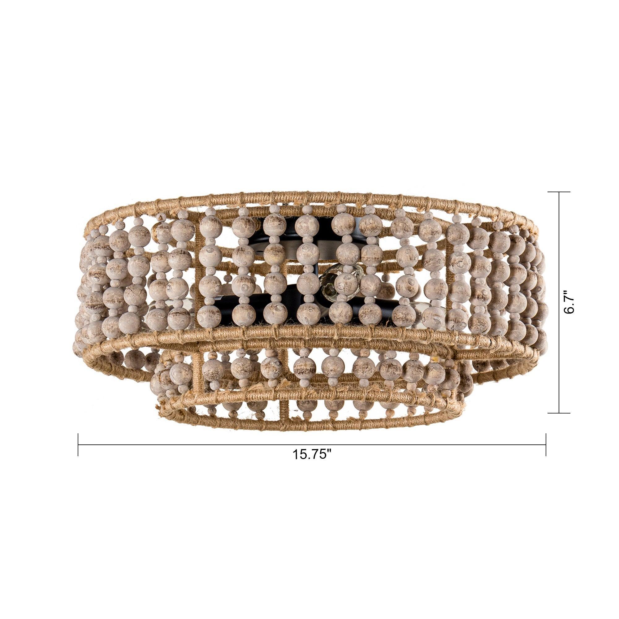 Parrot Uncle 3-Light Wood Beaded Flush Mount Ceiling Lights - ParrotUncle