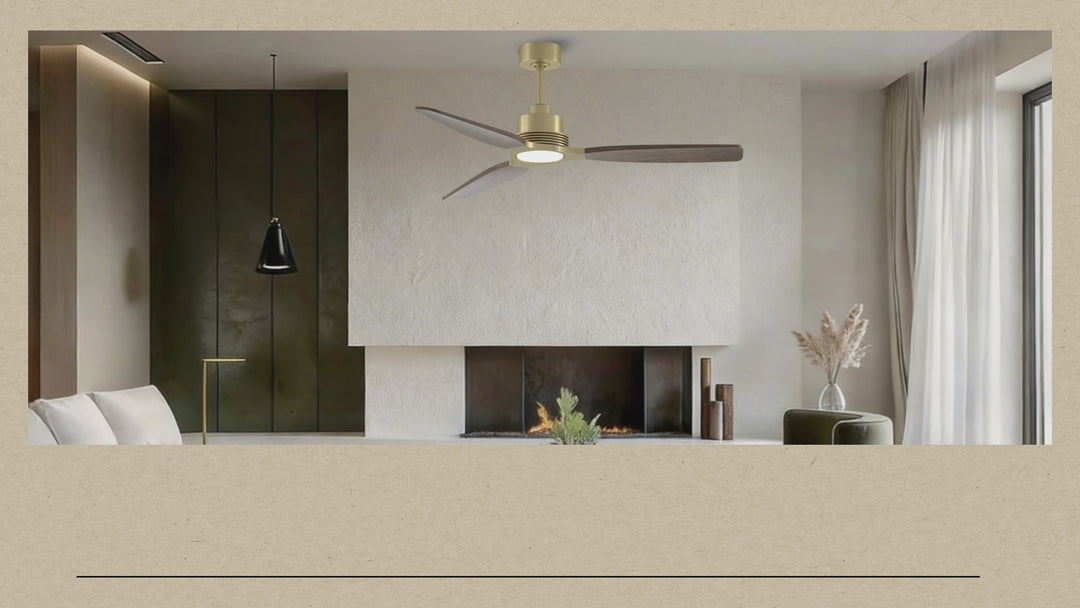 56" Solid Wood Soft Brass Ceiling Fan