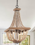 Regas Wood Bead 4 Light Candle Style Chandelier - IPLUS Lighting