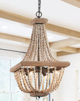 Regas Wood Bead 4 Light Candle Style Chandelier - IPLUS Lighting