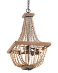 Regas 4-Light Wood Bead Candle Style Chandelier - ParrotUncle
