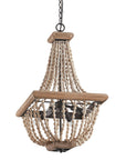 Regas 4-Light Wood Bead Candle Style Chandelier - ParrotUncle