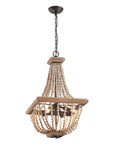 Regas 4-Light Wood Bead Candle Style Chandelier - ParrotUncle