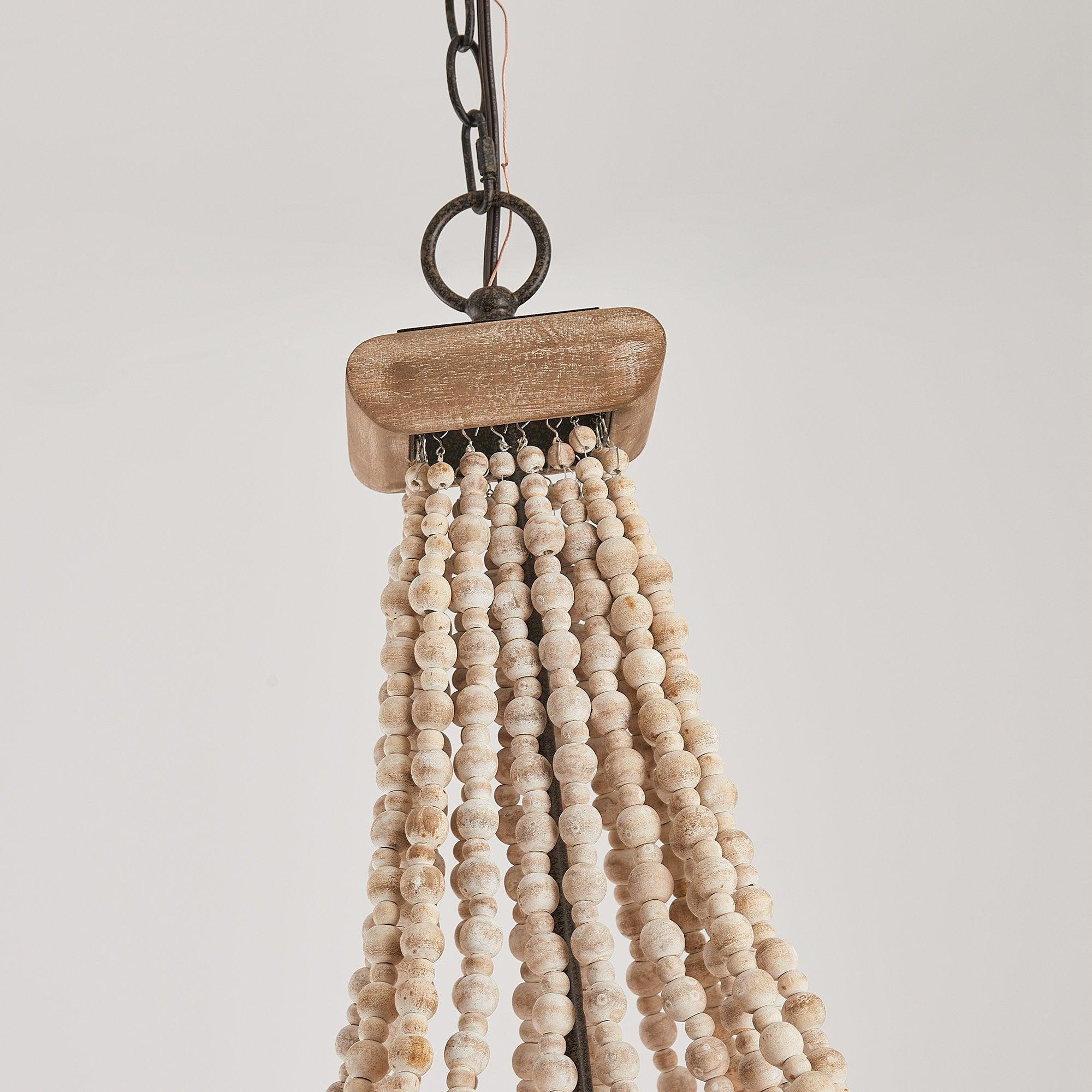 Regas 4-Light Wood Bead Candle Style Chandelier - ParrotUncle