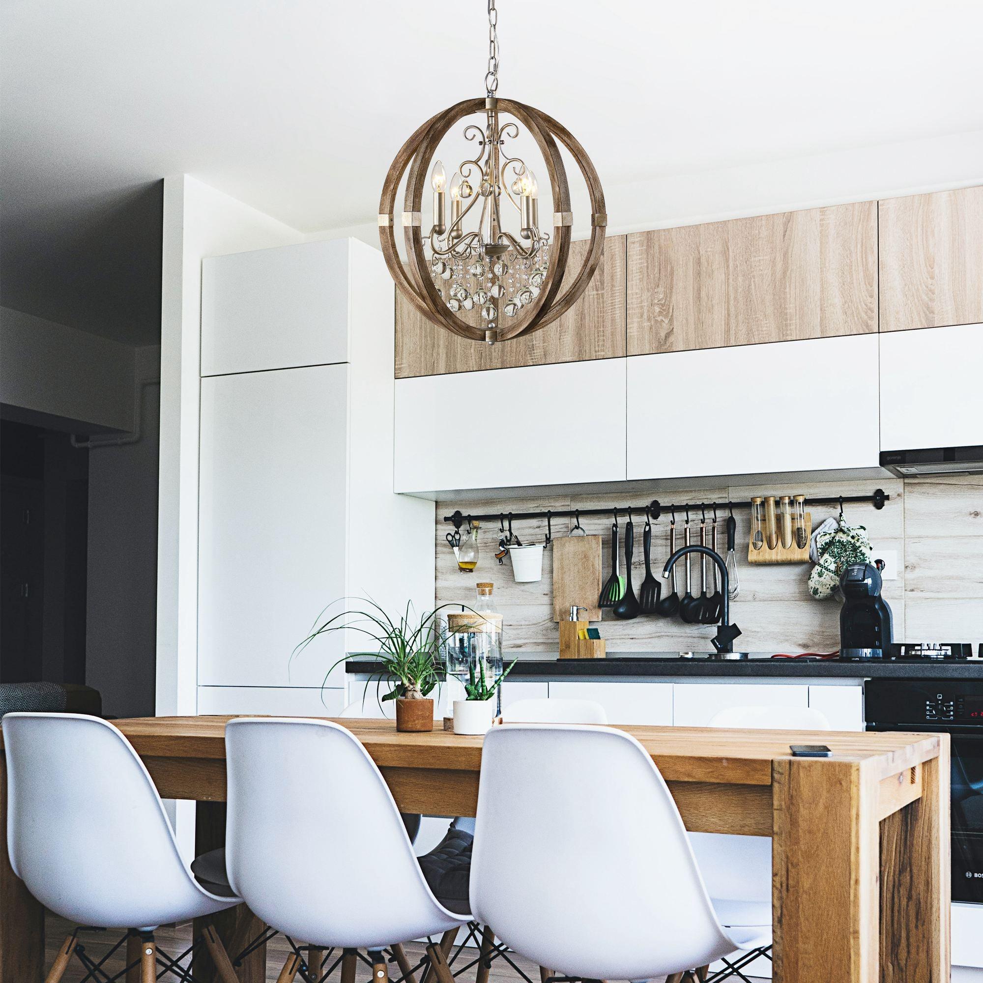 Retha 4 Light Brown Caged Pendant Light - IPLUS Lighting