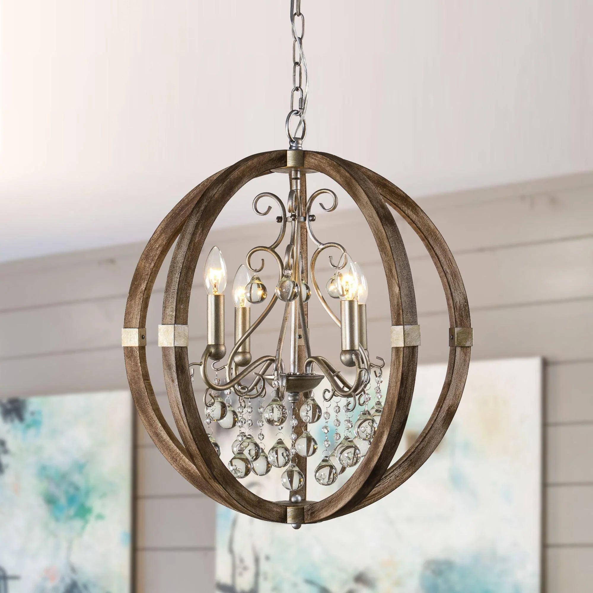 Retha 4 Light Brown Caged Pendant Light - IPLUS Lighting