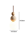 Rile Modern Spherical Travertine and Wood Pendant Light