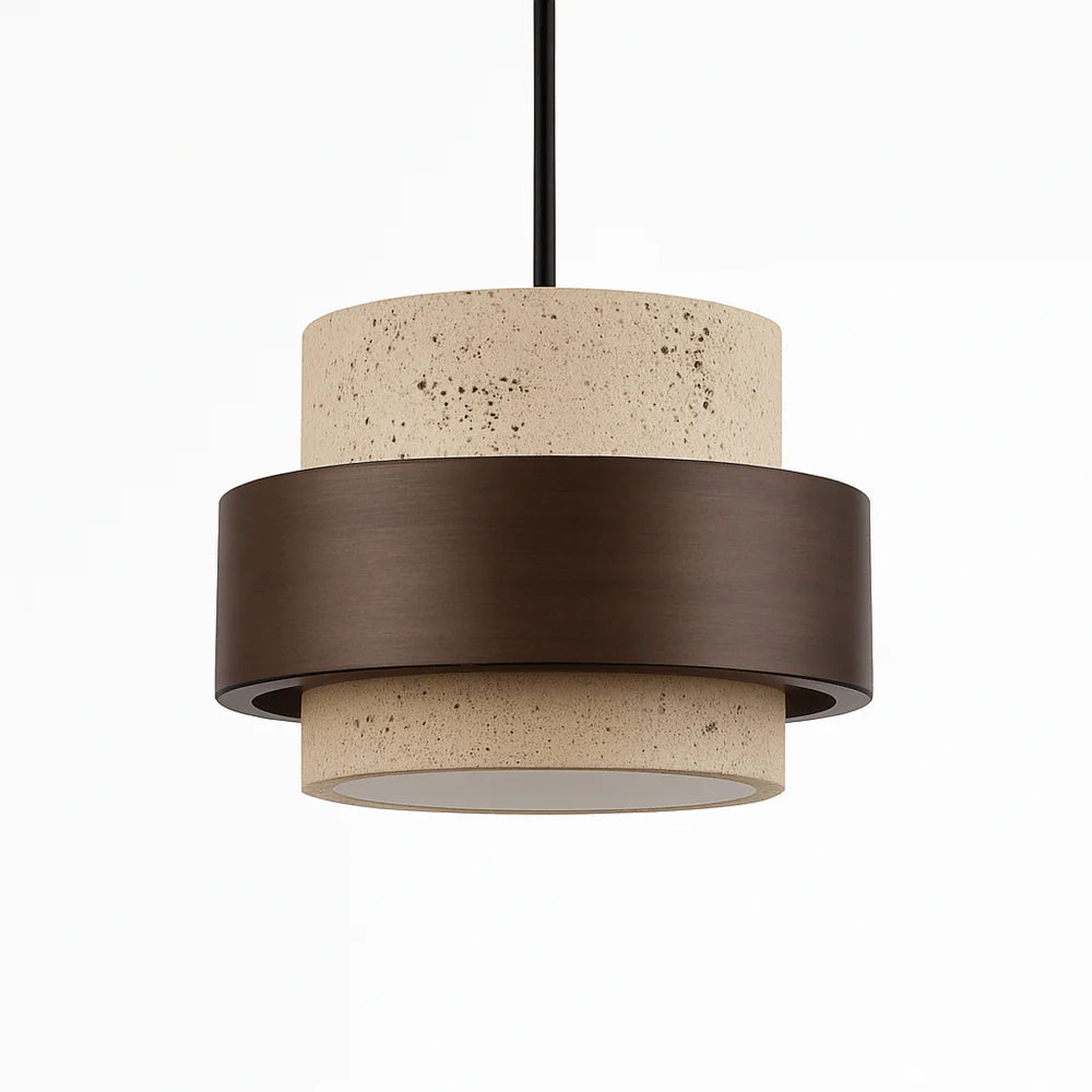Stellis Natural Stone and Wood Modern Pendant Light
