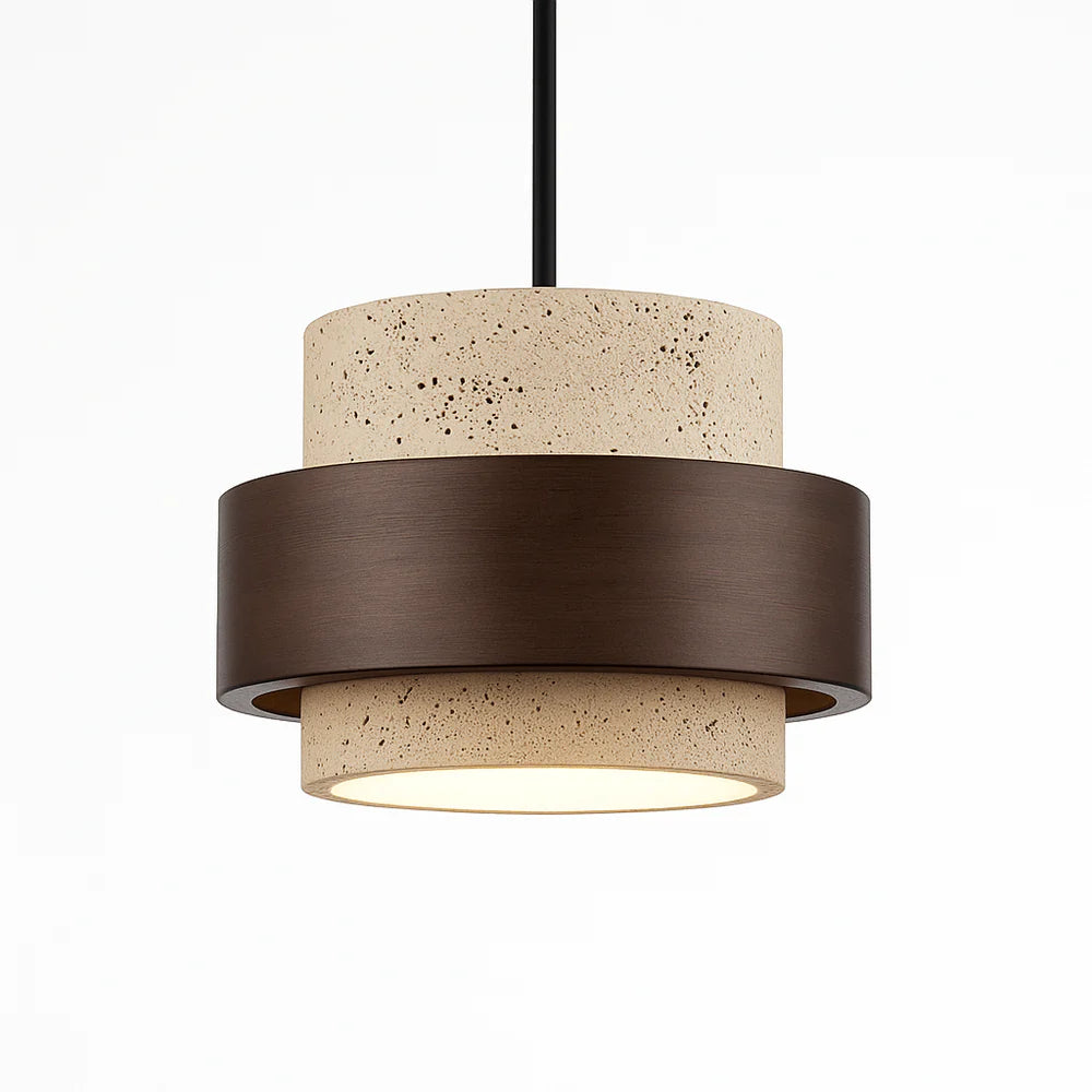 Stellis Natural Stone and Wood Modern Pendant Light
