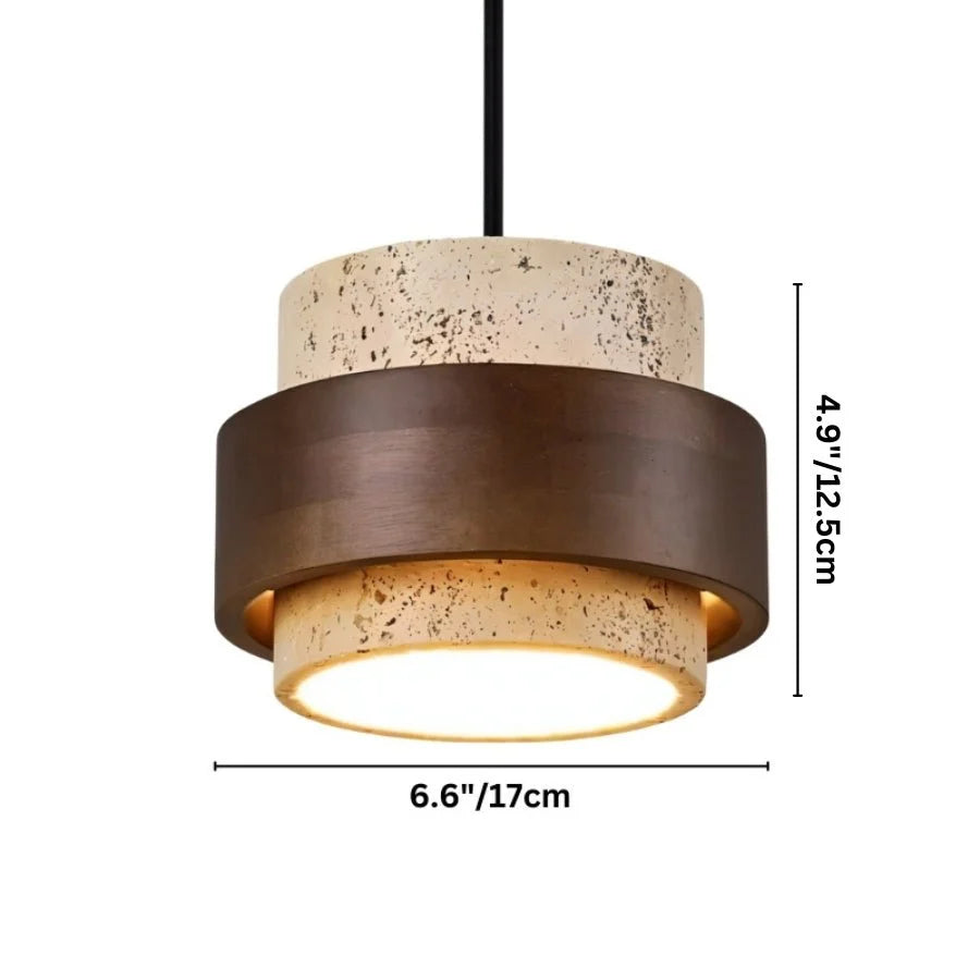 Stellis Natural Stone and Wood Modern Pendant Light
