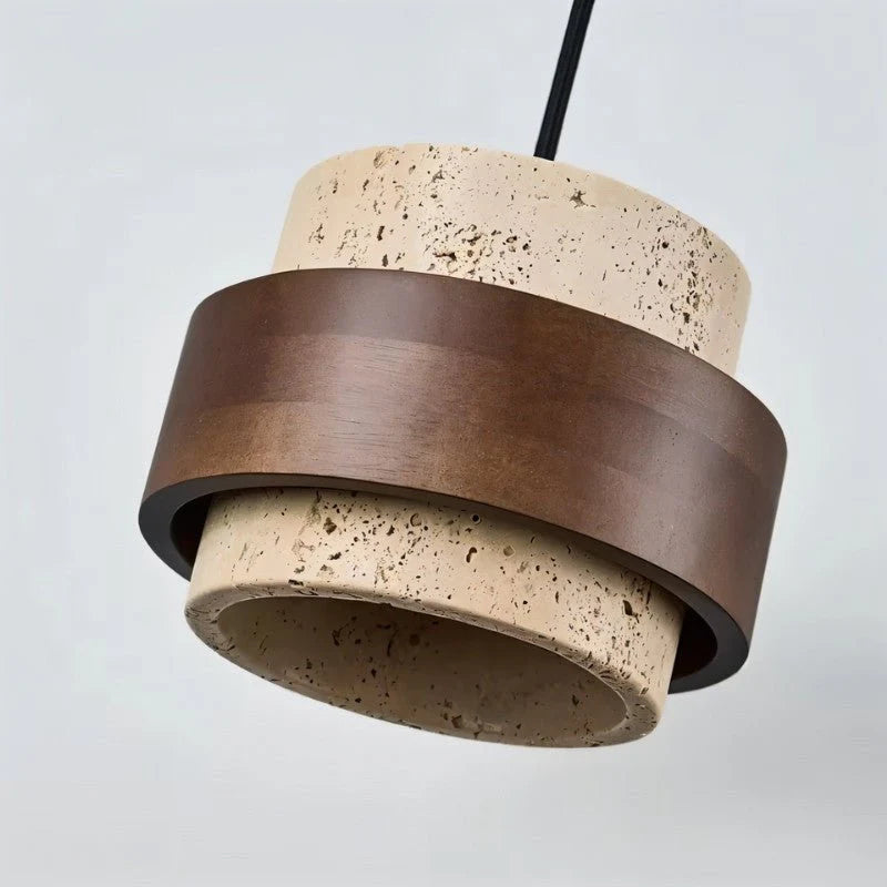 Stellis Natural Stone and Wood Modern Pendant Light