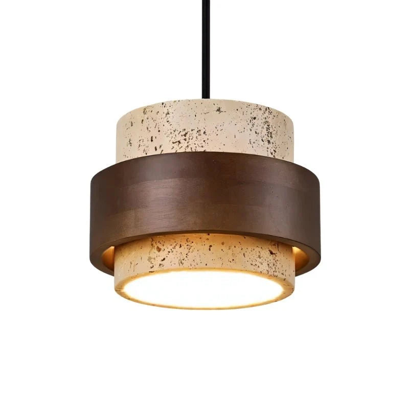 Stellis Natural Stone and Wood Modern Pendant Light