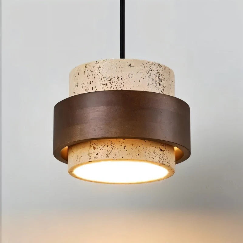 Stellis Natural Stone and Wood Modern Pendant Light