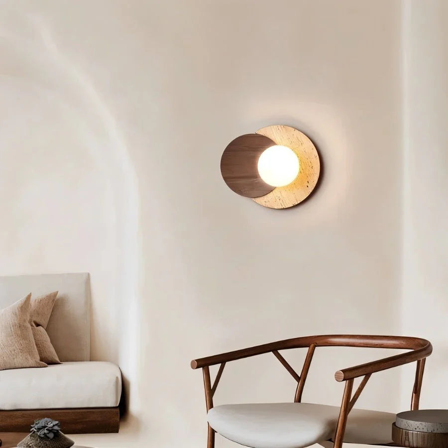 Teus Modern Minimalist Wabi-Sab Travertine Wall Lamp