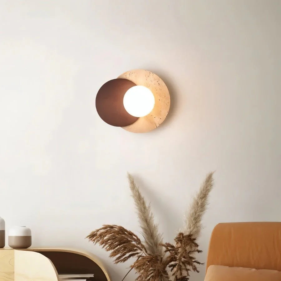 Teus Modern Minimalist Wabi-Sab Travertine Wall Lamp