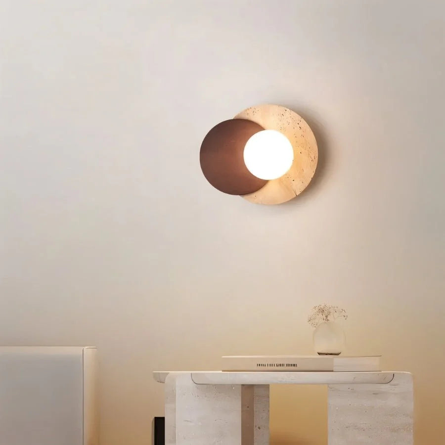 Teus Modern Minimalist Wabi-Sab Travertine Wall Lamp
