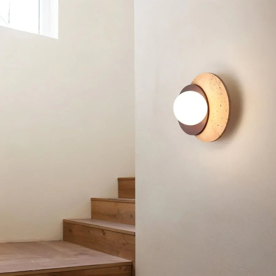 Teus Modern Minimalist Wabi-Sab Travertine Wall Lamp