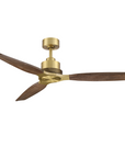 56" Modern Soft Brass & Solid Wood Ceiling Fan, No Light