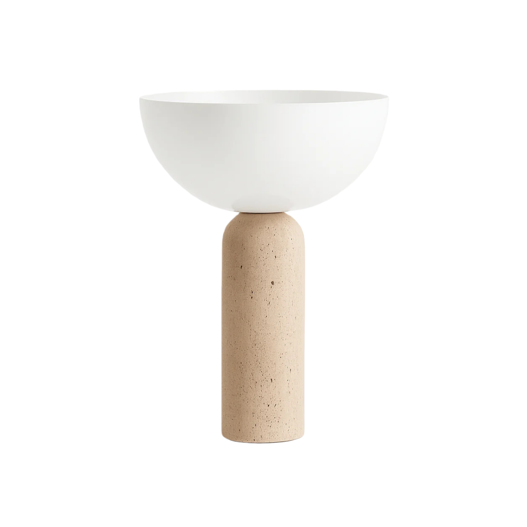 Uria Modern Minimalist Elegance Travertine Glass Table Lamp