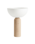 Uria Modern Minimalist Elegance Travertine Glass Table Lamp