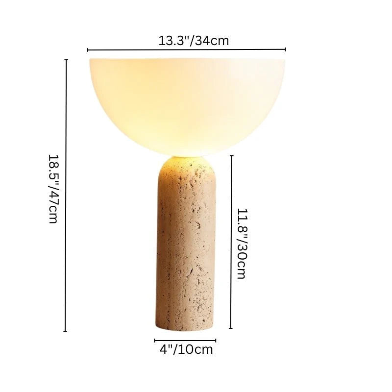 Uria Modern Minimalist Elegance Travertine Glass Table Lamp
