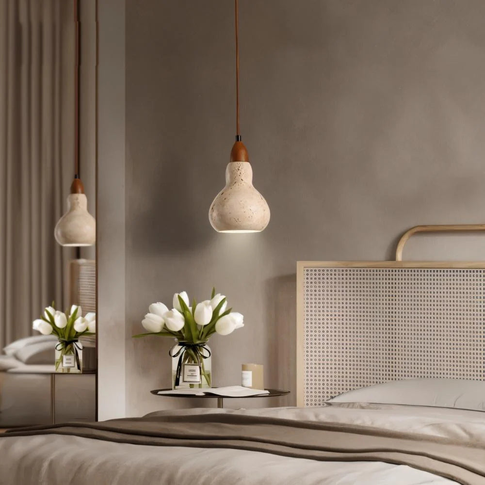 Veon 4.7 Inch Modern Rustic Elegance Travertine Pendant Light