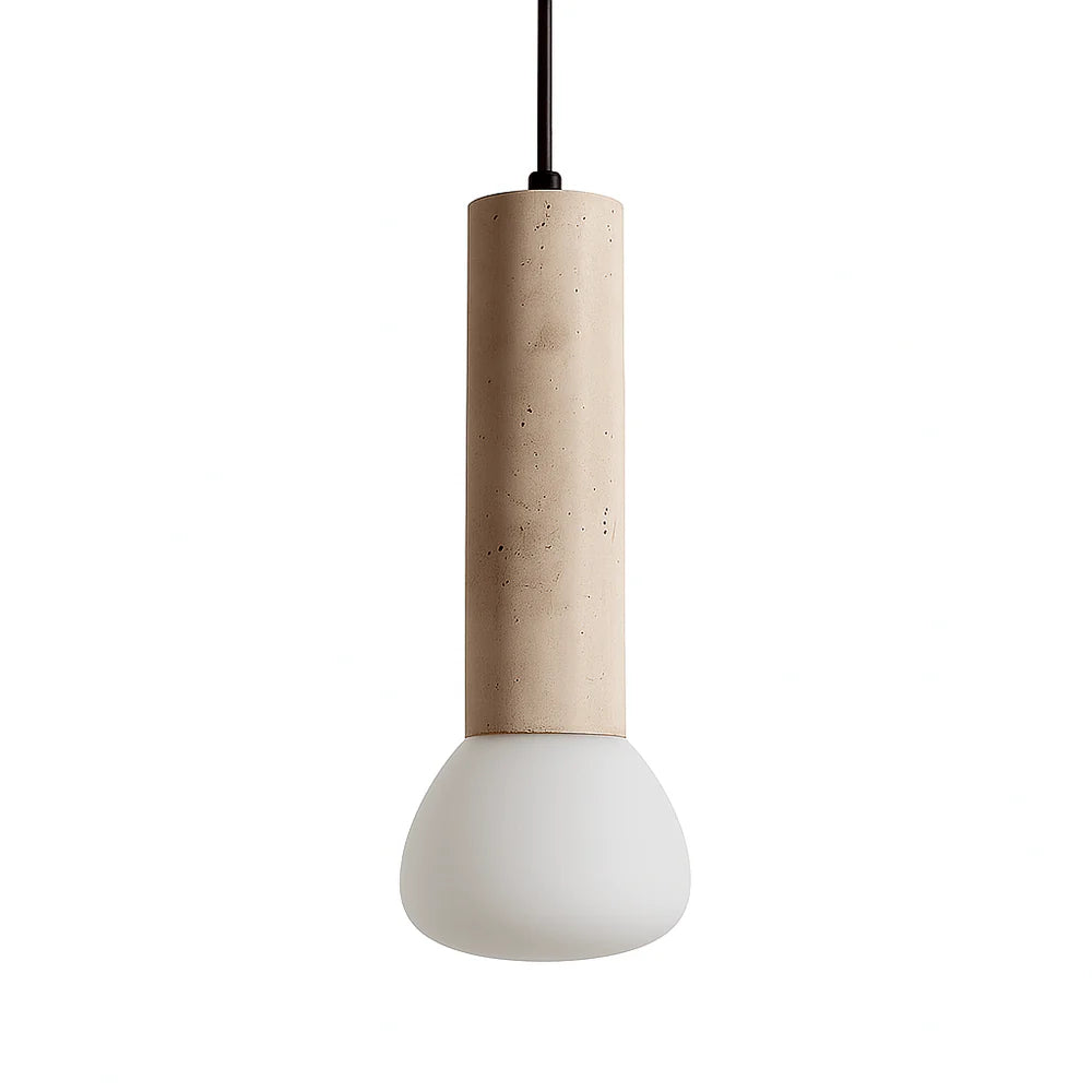 Voline 12 Inch Modern Minimalist Travertine Frosted Pendant Light