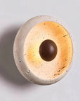 Yalka Modern Organic Round Travertine Wood Wall Lamp 7.9 Inch